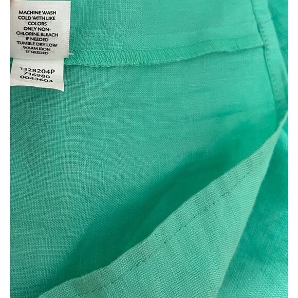J Jill Terracotta 100% Linen Midi Dress Size MP Green Lagenlook Coastal Beachy - Picture 6 of 6